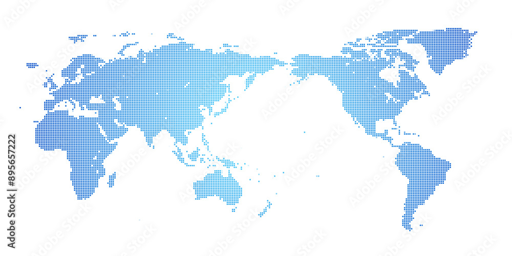 デジタルブロック調の世界地図 デジタルブロック調の世界地図
