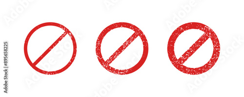 Stop, wrong, prohibit, deny grunge red sign circle icons set isolated on white background vector illustration