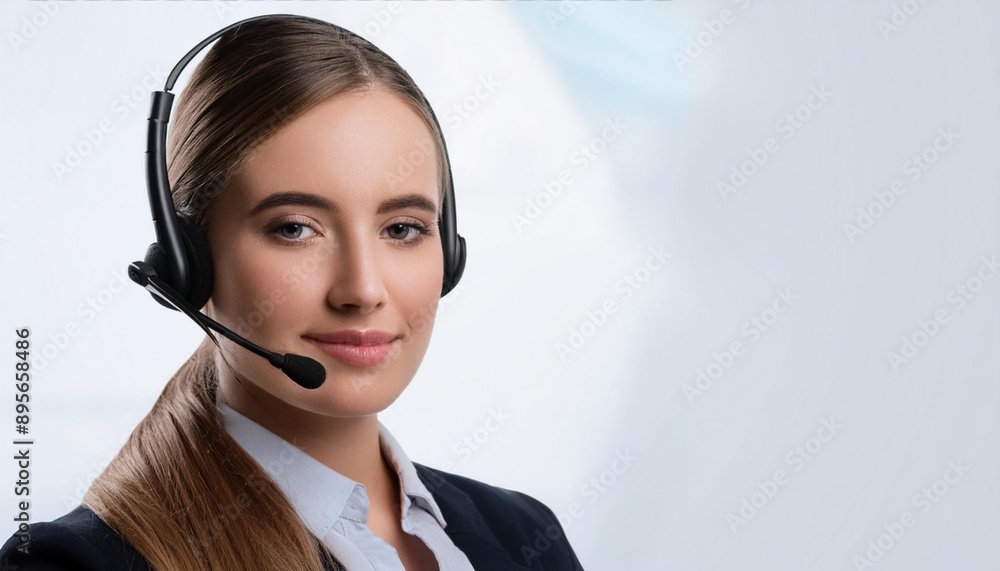 A professional woman with a headset, representing customer service, communication, and support in a modern office environment. A professional woman with a headset, representing customer service, communication, and support in a modern office environment.