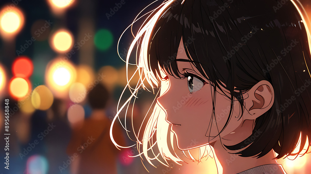 A girl in soft bokeh effect background with blurred lights, perfect for dreamy and magical advertisements. A girl in soft bokeh effect background with blurred lights, perfect for dreamy and magical advertisements.
