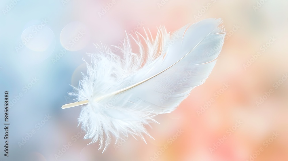 A delicate white feather floating in mid-air, with a soft, blurred background of pastel colors, symbolizing peace and tranquility. A delicate white feather floating in mid-air, with a soft, blurred background of pastel colors, symbolizing peace and tranquility.