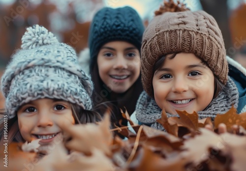 Happy Family Enjoying Snowfall