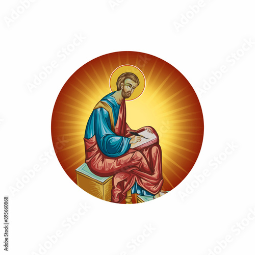 Apostle Luke. Christian illustration in Byzantine style 