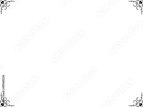 アンティークデザインのコーナーフレーム/黒/イラスト/素材