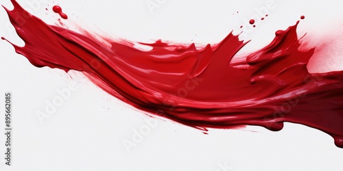 Red Paint Splash on White Background,  red ink brush stroke,