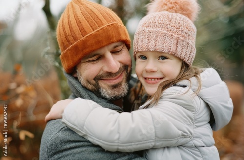 Father And Daughter Smiling In Autumn