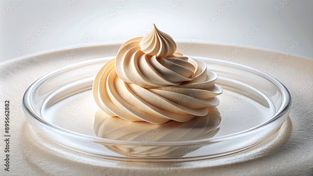 Delicate swirl of creamy mousse and meringue resembling whirlpool on transparent background with crisp white circle, showcasing luxurious dessert texture. Delicate swirl of creamy mousse and meringue resembling whirlpool on transparent background with crisp white circle, showcasing luxurious dessert texture.