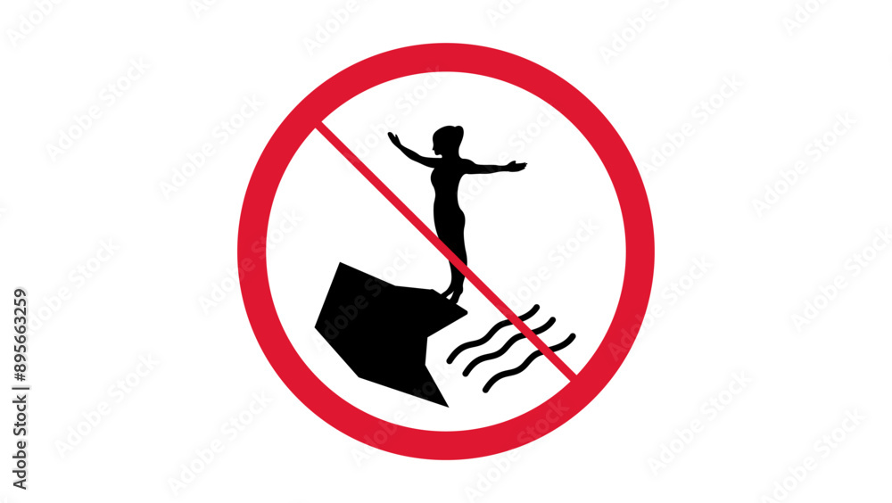 don't jump into the water, black and red isolated silhouette don't jump into the water, black and red isolated silhouette