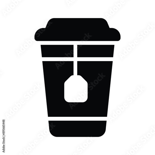 Coffee cup, hot beverage, tea cup with tea bag vector design