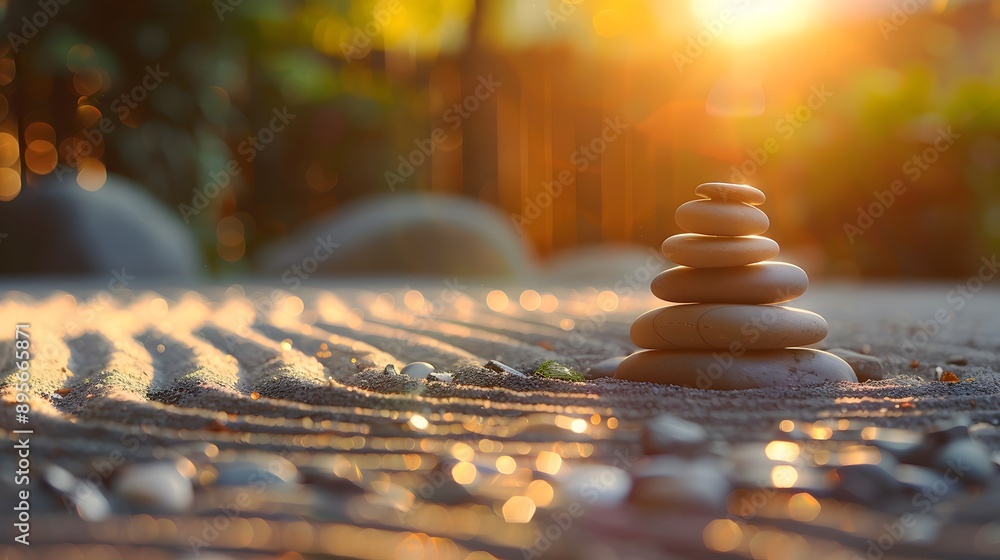 Obraz premium Zen Garden Stones at Sunset