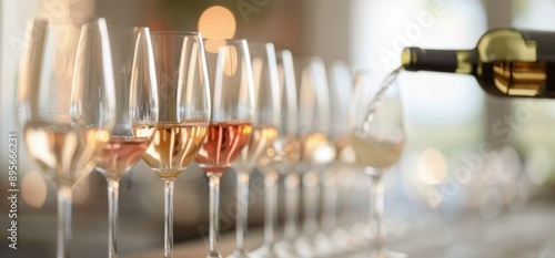 Wine Pouring Into Glasses