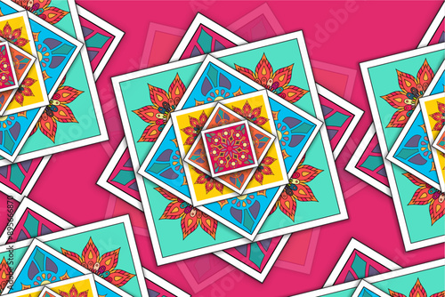 beautiful ethnic square design mandala pattern background , vector illustration design.