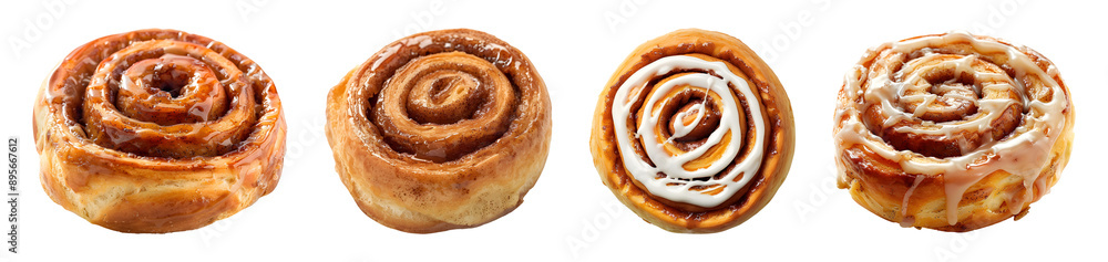 Set of Tasty cinnamon rolls isolated on a transparent background Set of Tasty cinnamon rolls isolated on a transparent background