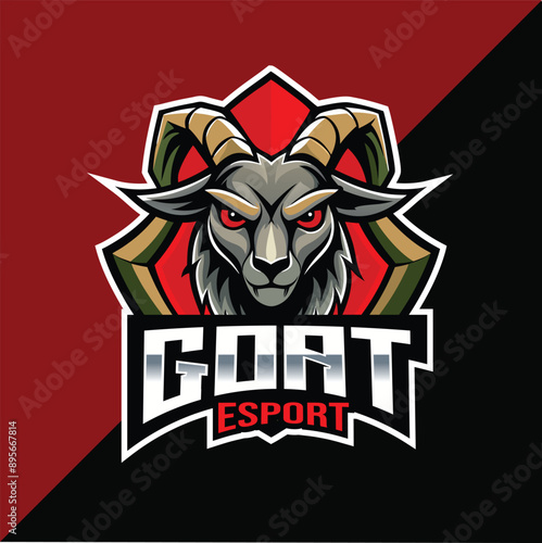 Goat Esport mascot logo design with shield