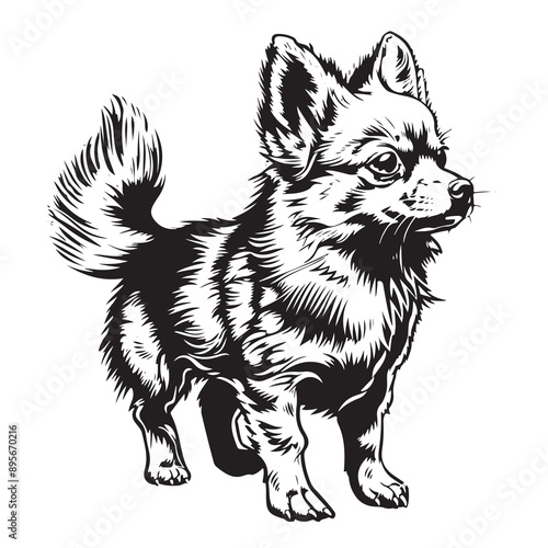 Cute mini foxy face. Dog head icon. Hand drawn isolated vector illustration in doodle style on white background