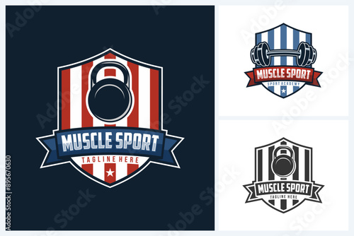 Fitness logo sport design template, gym sport emblem vector, fitness logo badge design vector illustration