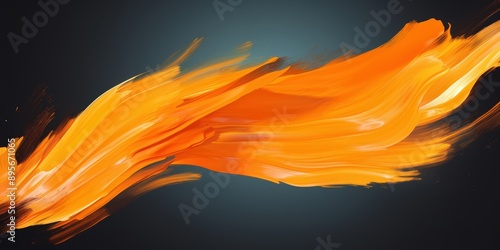 Abstract Orange Paint Stroke on a Dark Background, Orange brush splashes
