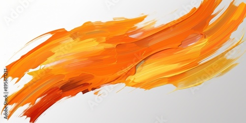 Abstract Orange and Yellow Brushstrokes on White Background, Orange brush splashes
