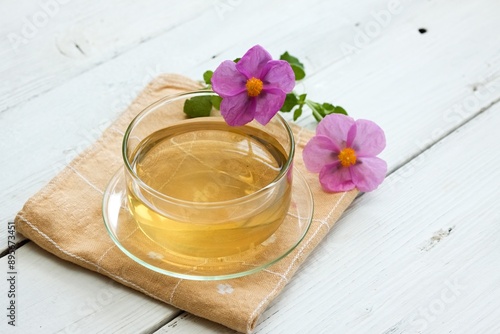 Herbal tea made from Cistus incanus, known as rock rose. Traditional medical herb with many external and internal benefits.