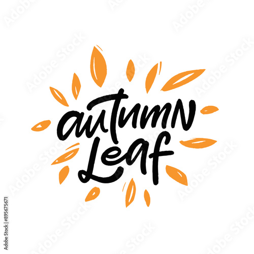 Autumn Leaf Logo with orange leaves and handwritten text for branding, with trendy design