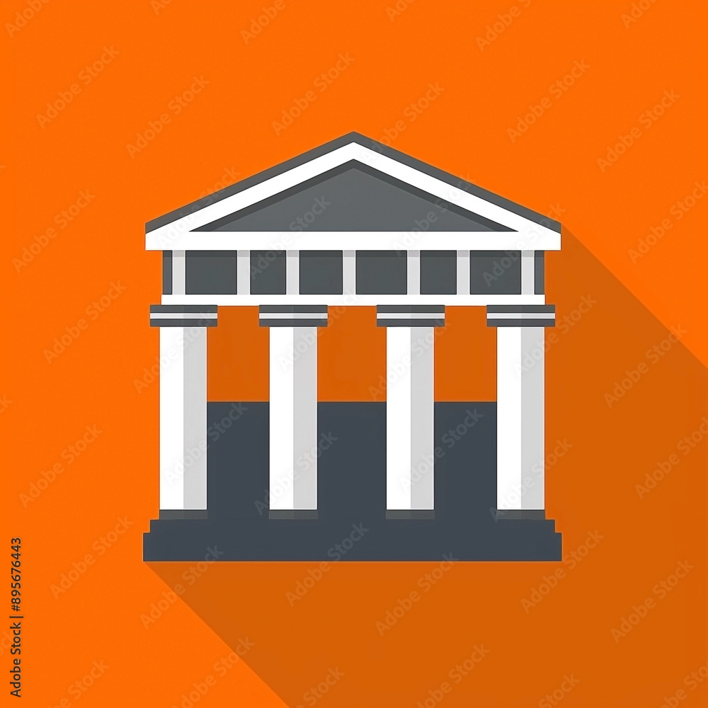 Design Bank Building Icon with Long Shadow Design Bank Building Icon with Long Shadow