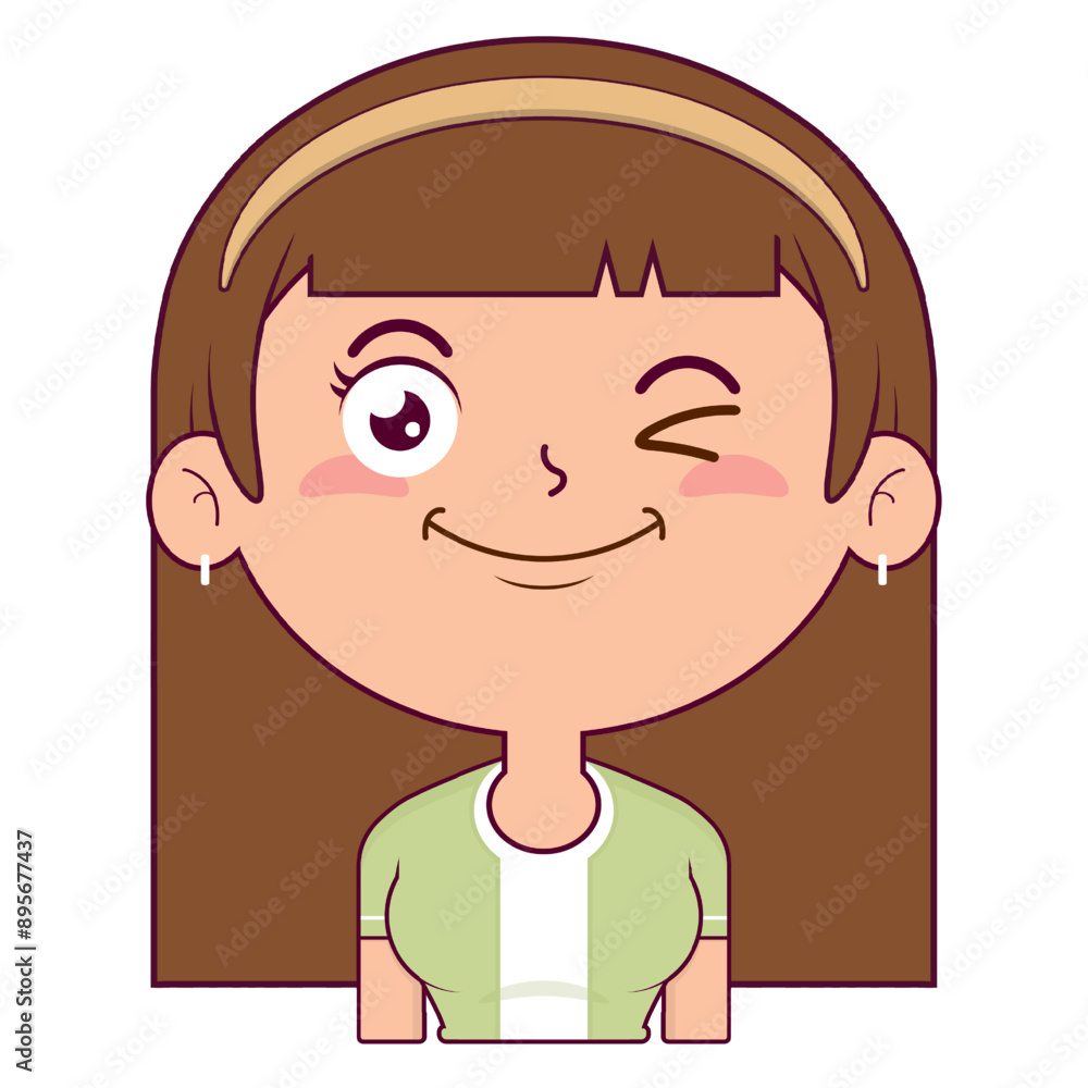 girl playful face cartoon cute girl playful face cartoon cute