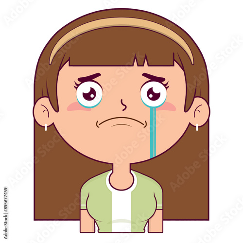 girl crying face cartoon cute