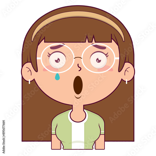 girl scared face cartoon cute