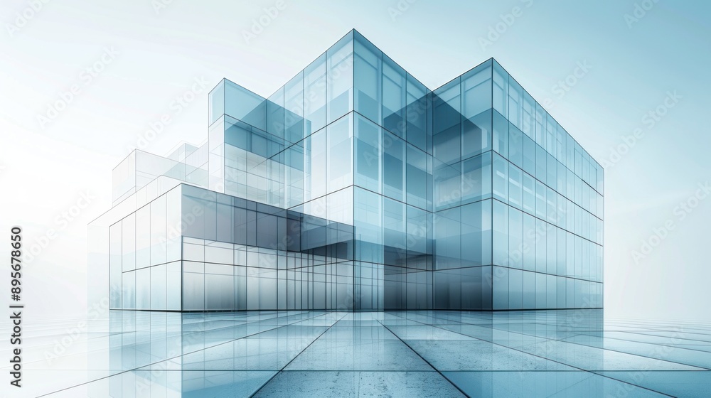 A detailed 3D illustration of a modern high-rise building with an innovative architectural design. The building features a combination of glass and concrete, with a sleek, elegant appearance. The A detailed 3D illustration of a modern high-rise building with an innovative architectural design. The building features a combination of glass and concrete, with a sleek, elegant appearance. The