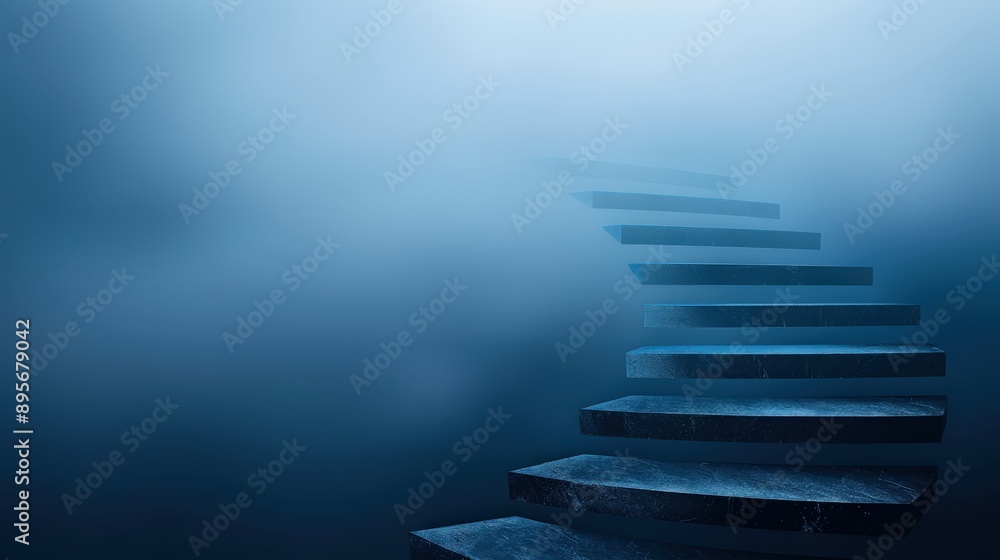 A staircase ascending to a goal, with soul like mist A staircase ascending to a goal, with soul like mist