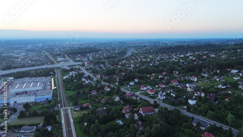 Village in Green Mountains Aerial View