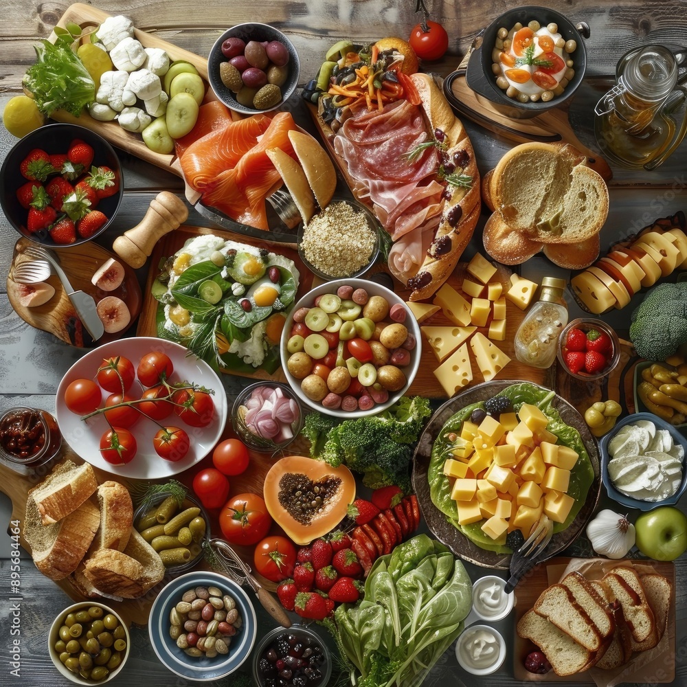 Abundant Food Spread: A Feast for the Senses Abundant Food Spread: A Feast for the Senses