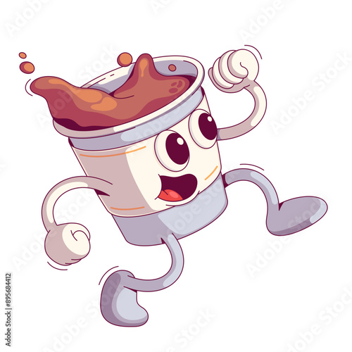 Funny cup of coffee walking