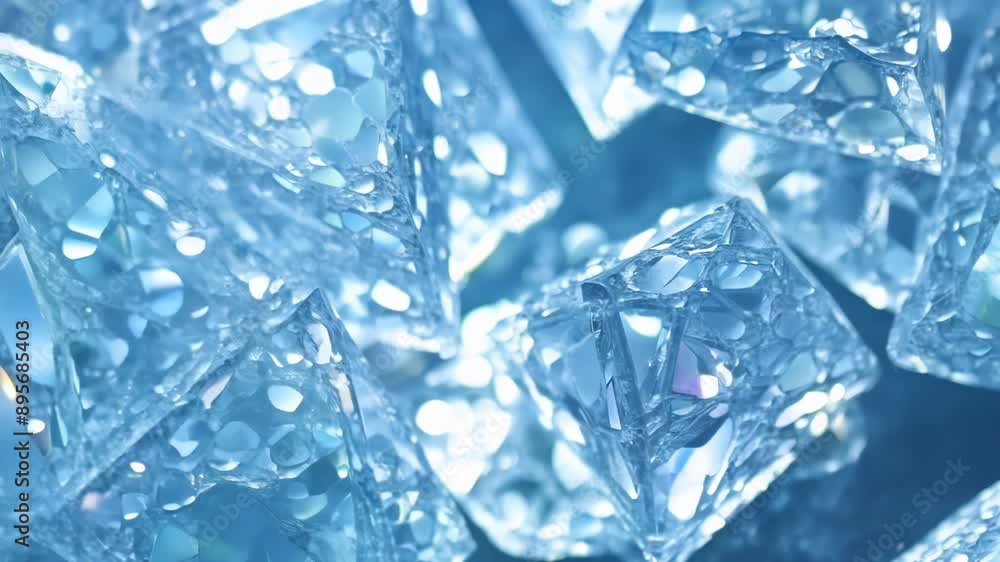 Melting ice cubes in close-up with water droplets Melting ice cubes in close-up with water droplets