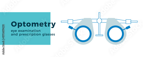 Optometry. Adjustable Optical Trial Lens. Medical Equipment. Modern Flat Vector Illustration. Website Banner.