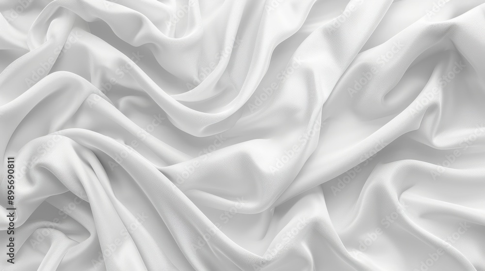 Silk Texture. White Fabric Background with Three-Dimensional Flow and Abstract Surface Silk Texture. White Fabric Background with Three-Dimensional Flow and Abstract Surface