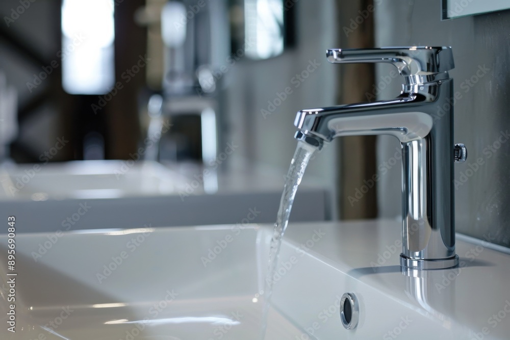 Sinks in Minimalist Bathroom with Chrome Taps and Modern Design Sinks in Minimalist Bathroom with Chrome Taps and Modern Design