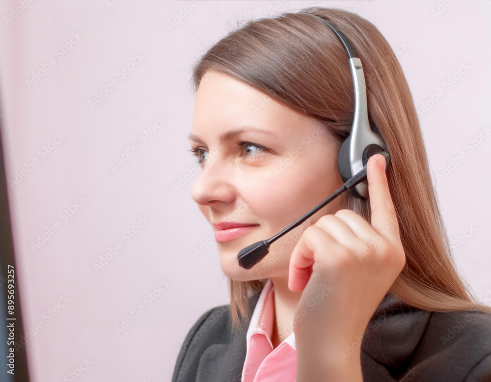 Telephone operator at work, illustrating communication, customer service, call center, telecommunication, assistance, and support. Telephone operator at work, illustrating communication, customer service, call center, telecommunication, assistance, and support.