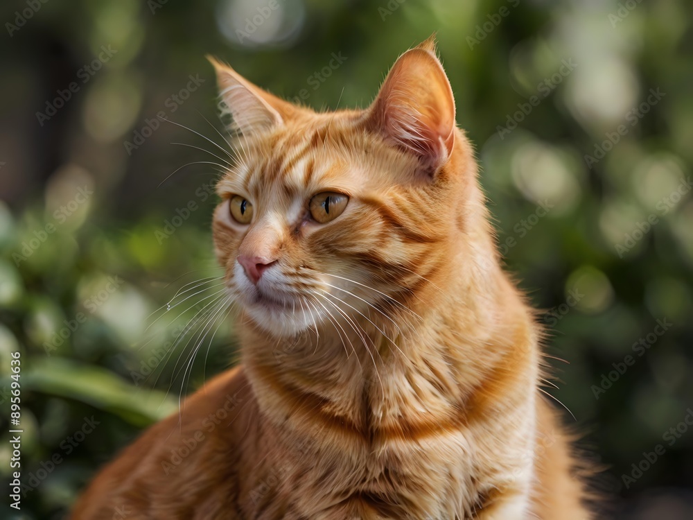 orange cat with blur background, orange cat is sitting and looking orange cat with blur background, orange cat is sitting and looking