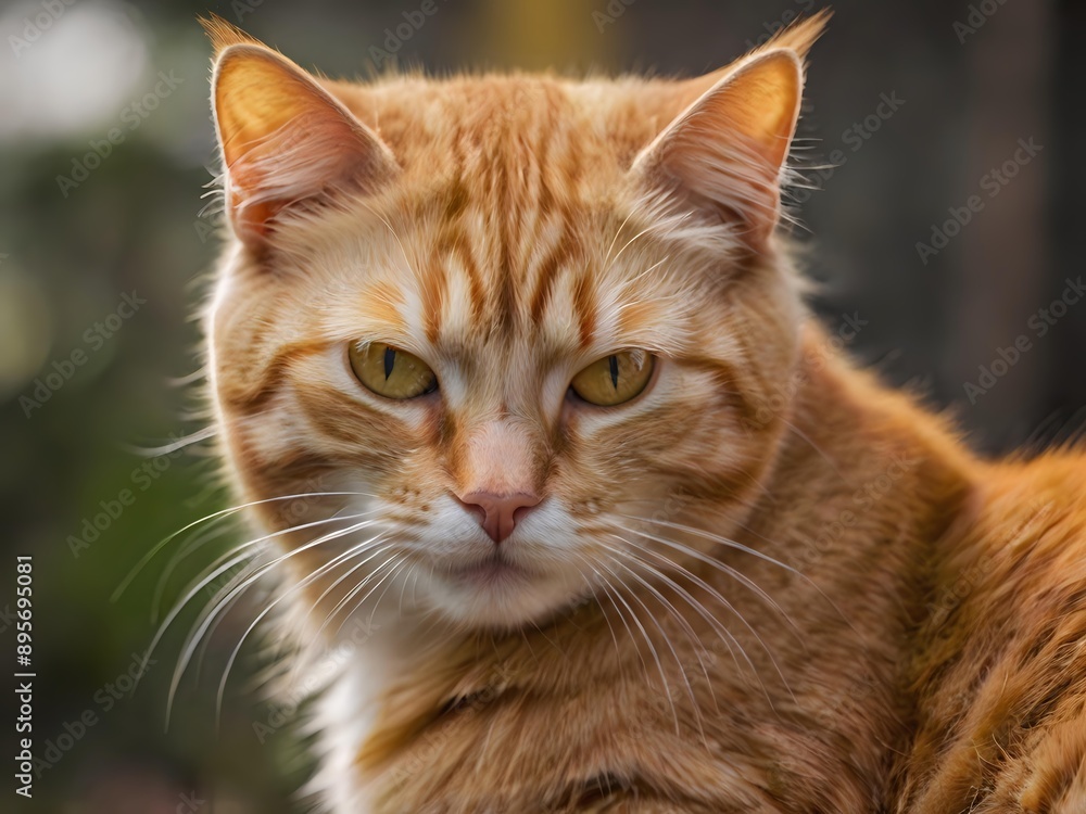 orange cat with blur background, orange cat is sitting and looking orange cat with blur background, orange cat is sitting and looking