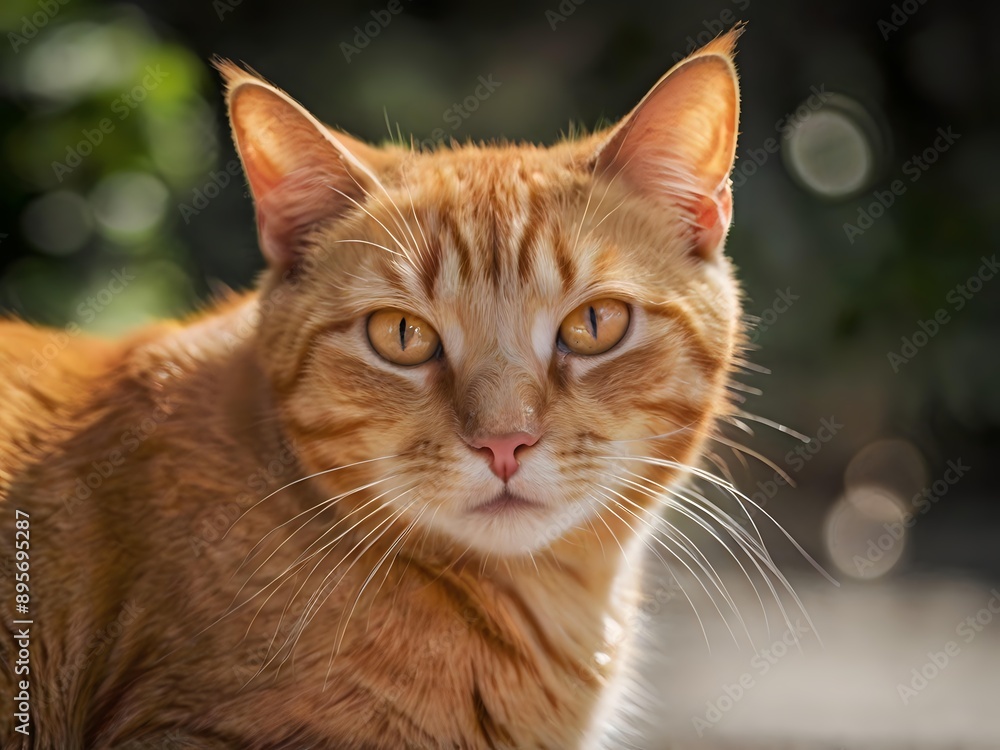 orange cat with blur background, orange cat is sitting and looking orange cat with blur background, orange cat is sitting and looking