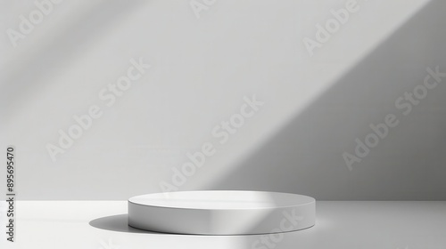 minimalist product showcase sleek white podium against clean background subtle lighting and shadows creating depth for elegant product presentation