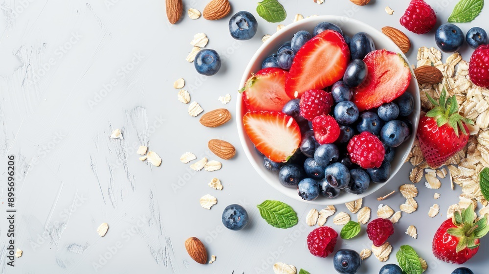 Strawberries, blueberries and raspberries Add almonds Strawberries, blueberries and raspberries Add almonds
