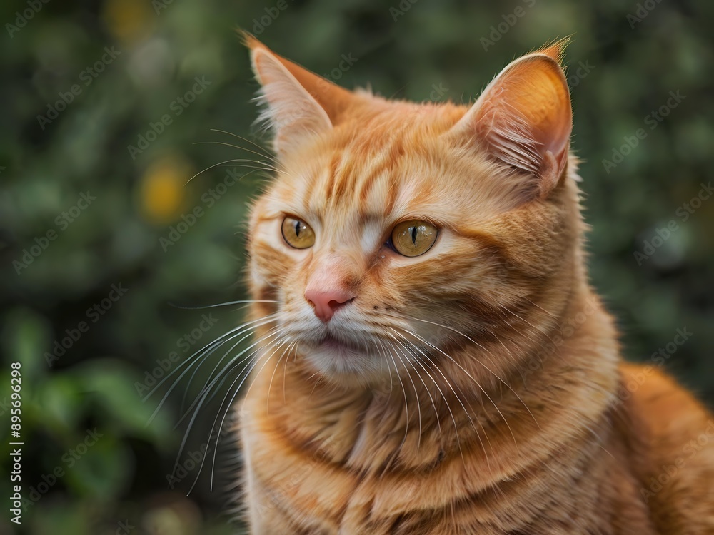 orange cat with blur background, orange cat is sitting and looking orange cat with blur background, orange cat is sitting and looking