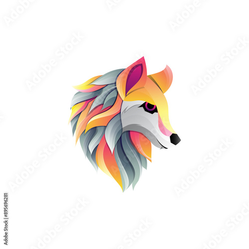 Wolf illustration design with a colorful appearance