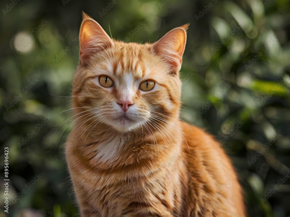 orange cat with blur background, orange cat is sitting and looking orange cat with blur background, orange cat is sitting and looking
