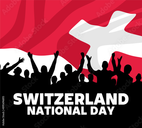 happy switzerland national day with swiss flag