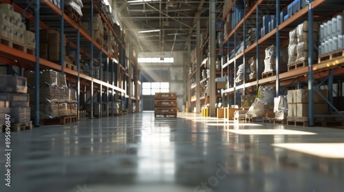 Sunbeams Illuminate an Empty Warehouse