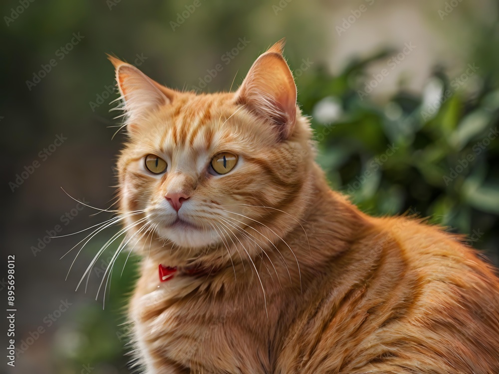orange cat with blur background, orange cat is sitting and looking orange cat with blur background, orange cat is sitting and looking