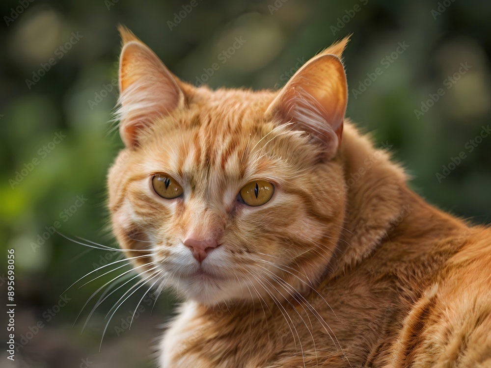 orange cat with blur background, orange cat is sitting and looking orange cat with blur background, orange cat is sitting and looking
